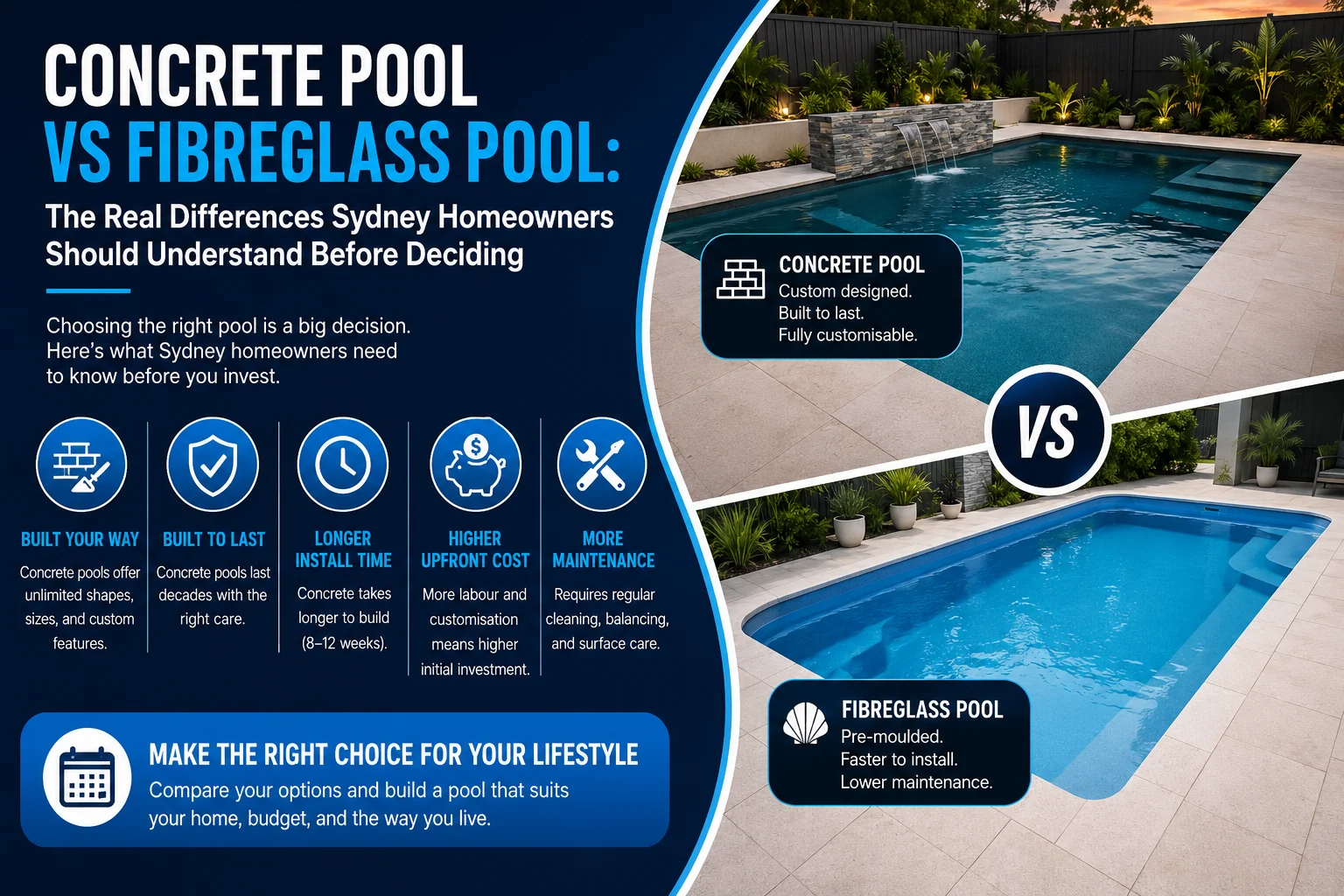 Concrete pool vs Fibreglass pool