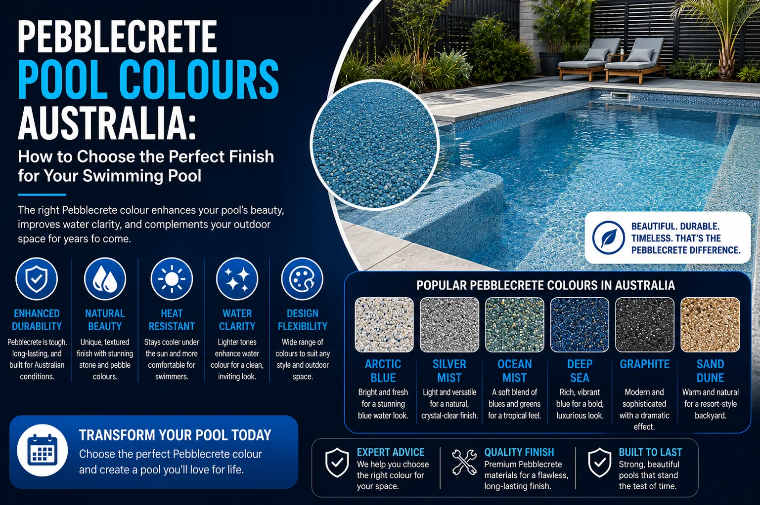 Pebblecrete Pool Colours Australia: How to Choose the Perfect Finish for Your Swimming Pool