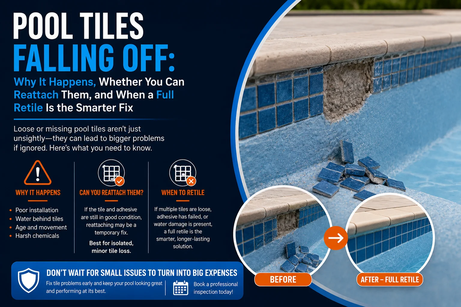 pool tiles falling off