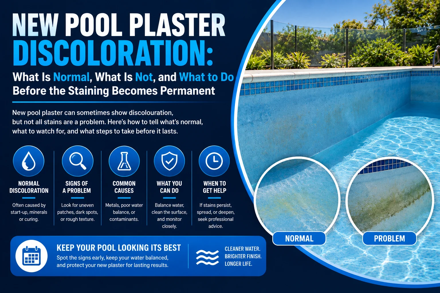 New pool plaster discoloration